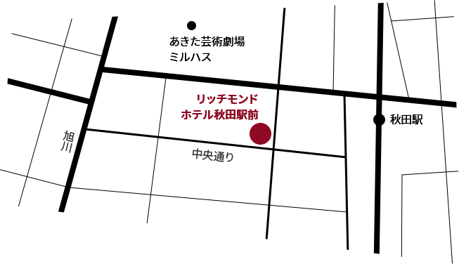 画像:リッチモンドホテル 秋田駅前周辺イラストマップ